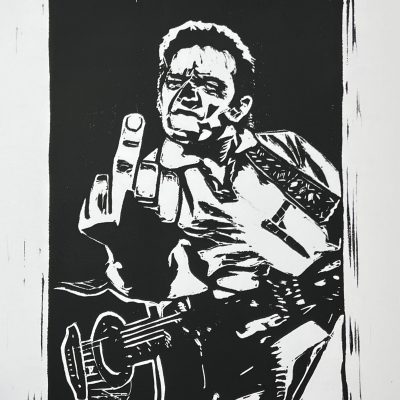 Johnny Cash Linoprint on Paper 9x12 (Black)