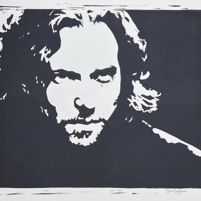 Eddie Vedder Linoprint on Paper 9x12 (Black)