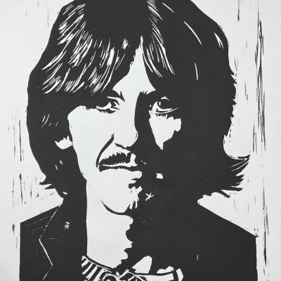 George Harrison Linoprint on Paper 9x12 (Black)