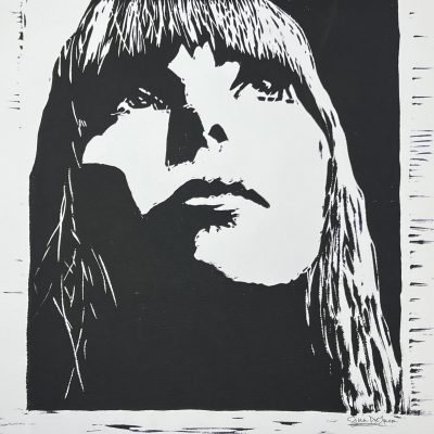 Joni Mitchell Linoprint on Paper 9x12 (Black)
