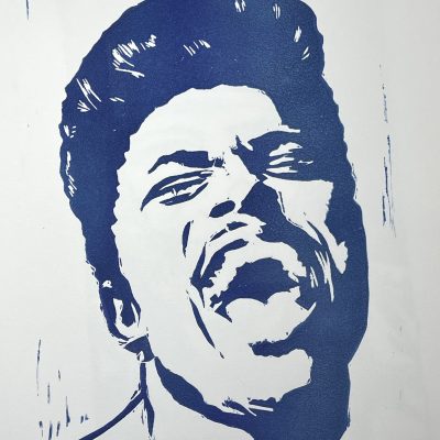 Little Richard Linoprint on Paper 9x12